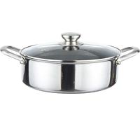 Cheffinger, poêle à frire 32 cm, revêtement alvéolé, avec couvercle, poignées en acier inoxydable, argent