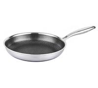 Cheffinger, poêle à frire de 32 cm avec revêtement alvéolé et long manche, argent