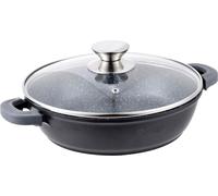 Cheffinger, Sauteuse 24 cm Revêtement en marbre avec poignées en silicone et couvercle en verre, Noir