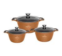Cheffinger Set de 3 Marmites Aluminium Marron