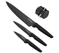 Cheffinger Set de 4 Couteaux de Chef Cuisine Revêtement en Marbre avec Aiguiseur Noir