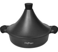 Cheffinger Tajine en fonte d'aluminium - Diamètre : 28 cm - Cuit-vapeur - Noir - CF-TAJ28