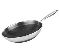 Cheffinger, wok 28 cm en acier inoxydable, compatible induction, structure alvéolée 3D résistante aux rayures, noir / argent