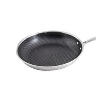Cheffinger Wok 32cm avec Revêtement Nid d'Abeille et Manche Longue Argent