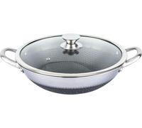 Cheffinger, wok 36 cm avec revêtement antiadhésif alvéolé et couvercle résistant aux rayures, argent