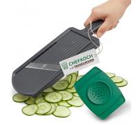 Chefkoch Coupe-légumes avec support pour restes et lames en acier inoxydable extra-tranchantes - Parfait pour les pommes de terre, les carottes et autres - Réglable entre 1 et 6 mm