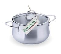 Chefkoch trifft Fackelmann Casserole Fackelmann avec couvercle en verre - Diamètre 20 cm - En acier inoxydable 18/8 - Noyau en aluminium - Pour tous feux dont induction - Passe au lave-vaisselle
