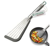 Chefkoch trifft Fackelmann - Spatule flexible de qualité supérieure en acier inoxydable et silicone, idéale pour les poêles revêtues, résistante à la chaleur jusqu'à 230 °C, passe au lave-vaisselle