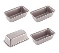 CHEFMADE - Lot De 4 Mini Moules À Cake En Acier Carbone Antiadhérents | Lot de 4 mini moules à cake en acier carbone avec revêtement silicone alimentaire antiadhérent pour démoulage facile