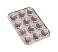 CHEFMADE Mini moule à gâteau en cannes, moule à gâteau, Mini ustensiles de cuisson antiadhésifs pour muffins, poêle à gâteau Chi, ustensiles de cuisson au four, 12 cavités (Champagne Or)