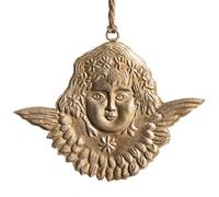 CHEHOMA Ex-Voto Ange Martelé Doré - Suspension Murale Décorative Vintage, Style Bohème Chic et Esprit Sacré, 11 x 13 cm