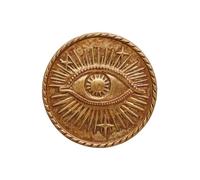 CHEHOMA Magnifique Ex-Voto Mural avec Œil de Protection Orné d'Étoiles, Patine Dorée Antique, Diamètre 12 cm, Système d'Accroche Inclus, Décoration Murale, Collection Ex-Voto