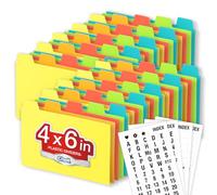 Chell Lot de 50 intercalaires de 10 x 15 cm, poids lourd pour cartes flash et cartes de recettes, avec autocollants alphabétiques/vierges