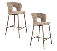 CHELSEA - Lot de 2 tabourets de comptoir en tissu marron Marron