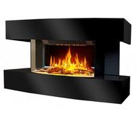 CHEMIN ARTE - Cheminée électrique Murale Lounge Médium Noire 82 cm Effet Flammes LED, Chauffage programmable, Télécommande