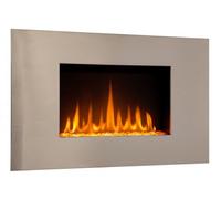 Chemin’Arte Cheminée Électrique Effet Flammes LEDs Pure INOX - Conçue en France - 90 x 50 x 13 cm - Garantie 2 Ans