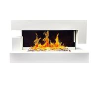 Chemin’Arte - Cheminée Électrique LEDs Murale Design Quartz 120 cm - Blanche - Effet Flammes - Conçue en France - Garantie 2 Ans