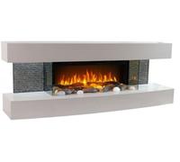 Chemin’Arte Cheminée Électrique Murale Design Lounge 120 cm - Blanche - Effet Flammes LEDs - Conçue en France - Chauffage 2000W Thermostat électronique - Garantie 2 Ans