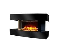 Chemin'Arte – Cheminée électrique Lounge Medium – Flamme 3D, Murale, 2000W, Télécommande – Noire