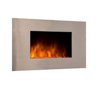 Chemin'Arte – Cheminée électrique murale Pure Inox 90 cm 2000 W, effet flammes LED, télécommande