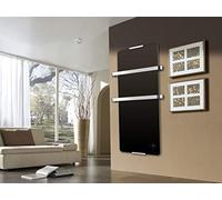 CHEMIN’ARTE Sèche-Serviette Électrique Design Noir avec Thermostat Electronique 900W - 100x6x46cm - 2 barres porte serviettes - Conçu en France