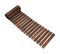 Chemin de jardin en bois enroulable Marron foncé 244 × 43 cm | Roulement de jardin avec profil rainuré antidérapant et cordons en silicone pour pelouse, gravier, terrasse et événements