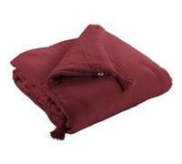 Chemin de Lit 90x200cm Capitonné Gaze de Coton Lie de Vin - OUREA - ALTOBUY Rouge G