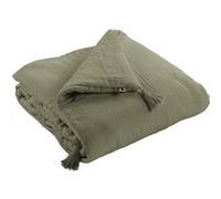 Chemin de Lit 90x200cm Capitonné Gaze de Coton Romarin Olive - OUREA - ALTOBUY Vert G