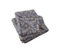Chemin de Lit 90x200cm Gaze de Coton Imprimé Bleu-Violet Imprimé Fleurs - SOIZIC -