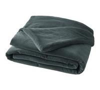 Chemin de Lit 90x200cm Velours de Coton Coloris Ardoise - HARRIS -