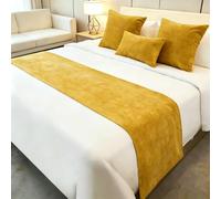 Chemin De Lit Chenille Luxe Discret, Echarpes De Lit Couvre-Pied Nordique Simple Couvre-Lit pour Lits King Double, Décor Anti-poussière Hôtel Chambre Hôtel-Yellow-2||45×240cm for 1.8m Bed