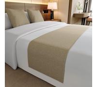 Chemin De Lit, Couvre-Pied De Lit Moderne, Tissu Doux Résistant Aux Décolorations, Protection Anti-poussière Et Déco, pour Chambre Hôtel,Lits Simple Double King Size-Khaki||2 Pillowcases(45X45cm)
