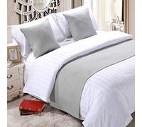 Chemin de Lit Doux Gris Sans Décoloration, Couvre-lit Uni pour Décoration de la Maison, Écharpes de Lit, Serviette de Bout de Lit Moderne, Tapis de Bout de Lit pour Salon, Chambre, Hôtel, 260x50cm