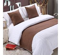 Chemin de Lit Doux Marron Qui Ne Se Décolore Pas - Couleur Unie, Décoration de la Maison, Écharpe, Tapis d'Extrémité Moderne pour Salon, Chambre à Coucher, Hôtel - 260 x 50 cm