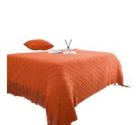 Chemin de Lit, Edredon Bout de Lit Couvre-tête de lit rétro Simple, Serviette, Drapeau, décoration d'appartement d'hôtel, Pompon en Diamant(Orange,130 * 220cm)