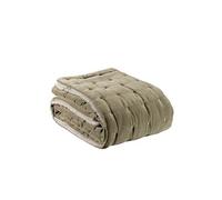 Vivaraise - Chemin de lit Elise - 90x240 cm - Couvre lit 100% Coton - Garnissage Polyester Moelleux - Tissu Doux et Chaud - Couette matelassée réversible - Bicolore Beige/Ficelle