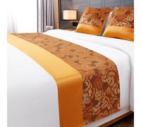 Chemin de lit en Tissu Jacquard de Luxe léger, écharpe de lit Double Taille King de qualité hôtelière pour Chambre l'hôtel, Couvre-lit Simple décoration literie- Orange 3|| 50x180cm for 1.2m Bed