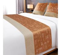 Chemin de lit en Tissu Jacquard de Luxe léger, écharpe de lit Double Taille King de qualité hôtelière pour Chambre l'hôtel, Couvre-lit Simple décoration literie- Orange 2|| 50x180cm for 1.2m Bed