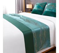 Chemin de lit en Tissu Jacquard de Luxe léger, écharpe de lit Double Taille King de qualité hôtelière pour Chambre l'hôtel, Couvre-lit Simple décoration literie- Green|| 50x180cm for 1.2m Bed