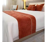 Chemin de lit en Velours léger de Luxe, Couvre-lit Simple de qualité hôtelière pour Lits Double King Size, écharpe de lit pour Chambre d'hôtel ou à Domicile-Orange|| 50x260cm for 2m Bed