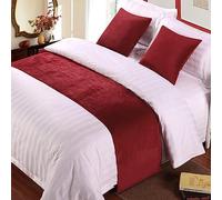 Chemin de lit en velours rouge 50 x 210 cm pour lit de 1,5 m - Protection de la literie - Pour hôtel, chambre à coucher, dortoir de mariage