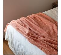Chemin de lit / Étole aspect mohair à pois Terracotta 75x190 cm