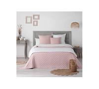 Douceur d'Intérieur, Chemin de Lit Matelassé (80 x 180 cm) Mellow Chic Rose/Blanc, Microfibre Bicolore