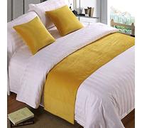 Chemin de lit, velours doux décoratif, couvre-lit, jaune, couvre-lit de luxe, chemin de lit pour pied de lit, couvre-lit, drap de lit pour hôtel, chambre à coucher, chambre de mariage, 180 x 50 cm