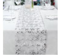 Chemin de table à paillettes argentées - Nappe décorative brillante en filet (Argent, 28 × 275 cm)