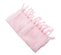 Chemin de Table à Pompons Rose, Tissé Main, Broderie Dentelle | Style Bohème et Ferme, Coloris Solide, pour Tables de Banquet, Pique-niques, Dîner de Fête
