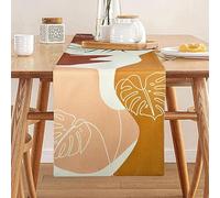 Chemin de Table Abstrait Boho Feuille Tapis de Table Décoration Milieu du Siècle Moderne Art Minimaliste Chemin de Table 33 x 183 Décoratif Cuisine Salle à Manger Chemin de Table