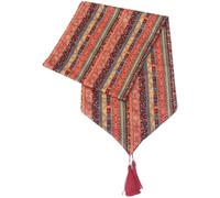 Chemin de Table Américain en Coton et Lin, Motif Asie du Sud-est | Pliable et Lavable, pour Buffet, Comptoir de Bar, Événements et Décoration de Console
