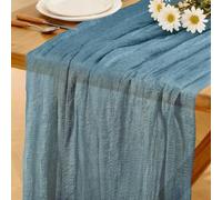 Chemin de Table Bleu Clair BohèMe Tendance, 280 X 80 CM Chemin de Table en éTamine Rustique pour Mariage, Fête d'anniversaire, Baby Shower, DéCoration de Table de Cuisine