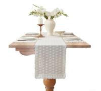 Chemin de table brodé en coton avec motifs floraux, décoration de nappe élégante pour mariage, salle à manger et hôtel, blanc pour chemin de table 30 x 240 cm (30 x 120)